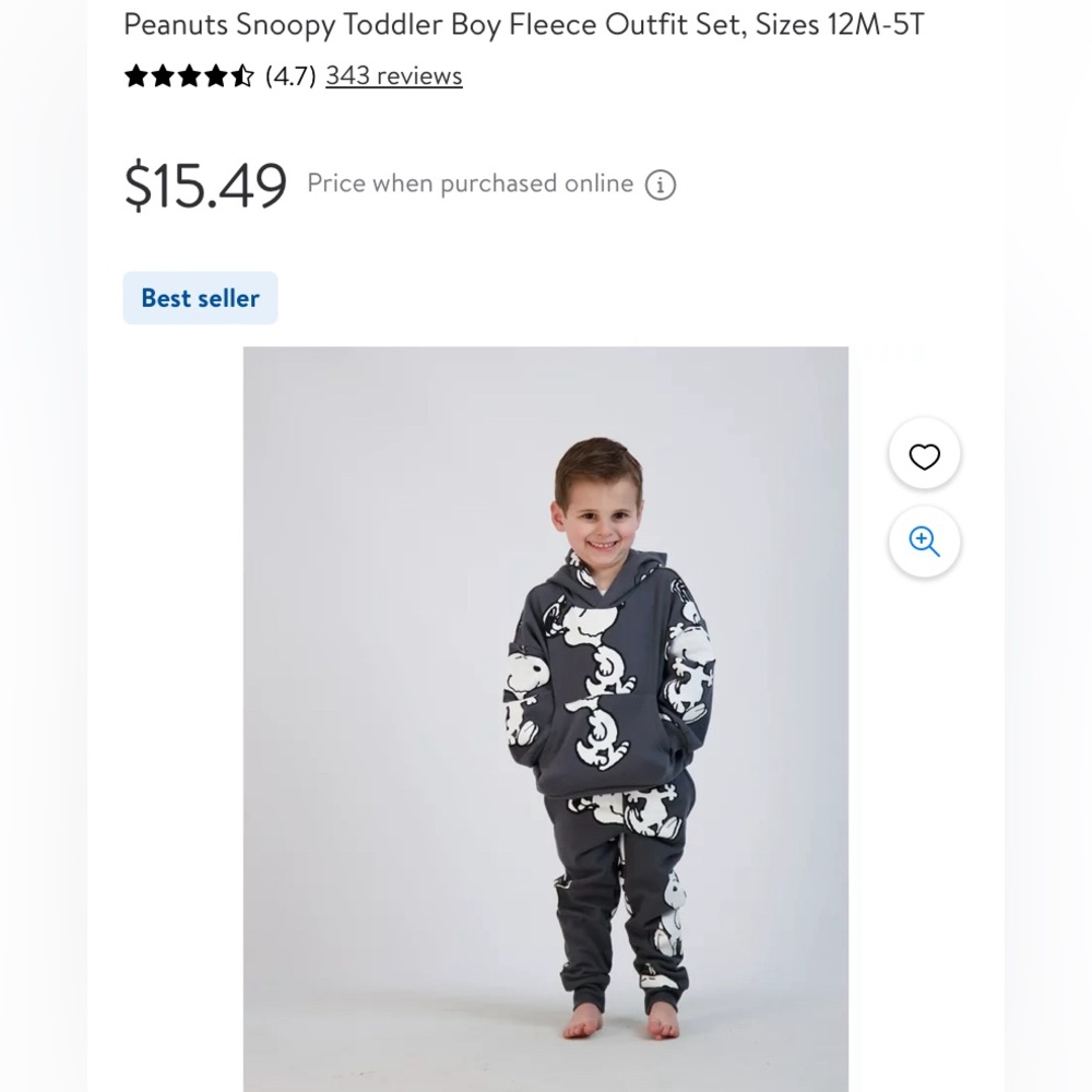 NWT! Snoopy Sweatsuit 18mo